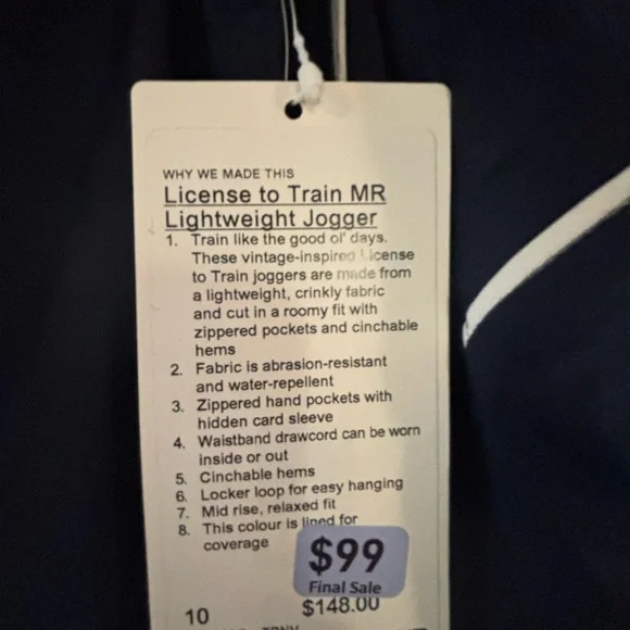 Lululemon women’s navy track/jogger pant with White Accents - Picture 2 of 4